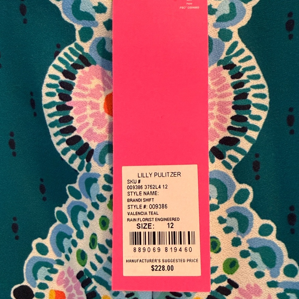 Lilly Pulitzer Teal Floral Mini Dress size 12 NWT women’s - Picture 3 of 5